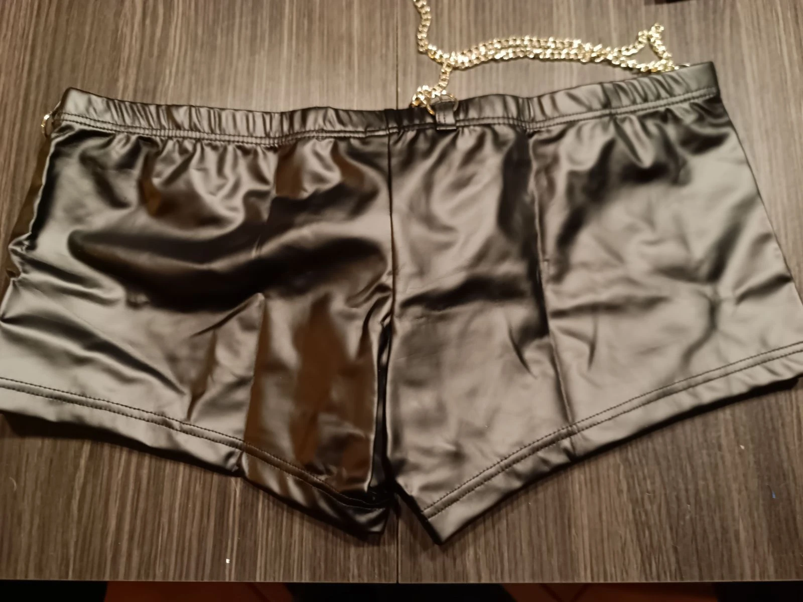 Zwarte boxershort met lederachtige uitstraling voor heren met nekkooi – photo 5